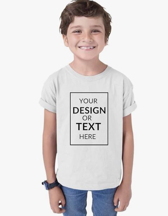 His'en'Her Personalized Tshirt for Kids with Photo Print, Text Print. 100% Cotton Customized Tshirt for Kids, Girls &amp; Boys. Customized Gifts for Boys and Girls